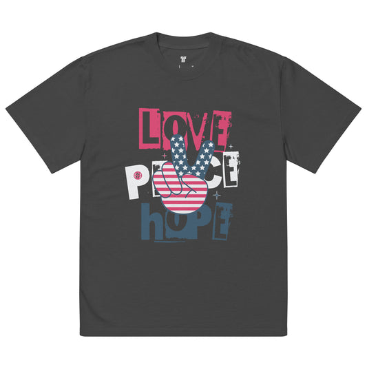 Love Peace & Hope Oversized faded t-shirt